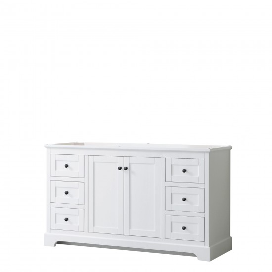 Avery 60" Single Vanity in White, No Top, No Sink, Matte Black Trim