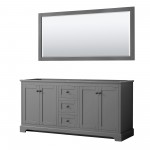 Avery 72" Double Vanity in Dark Gray, No Top, Matte Black Trim, 70" Mirror