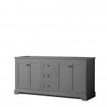 Avery 72" Double Vanity in Dark Gray, No Top, No Sinks, Matte Black Trim