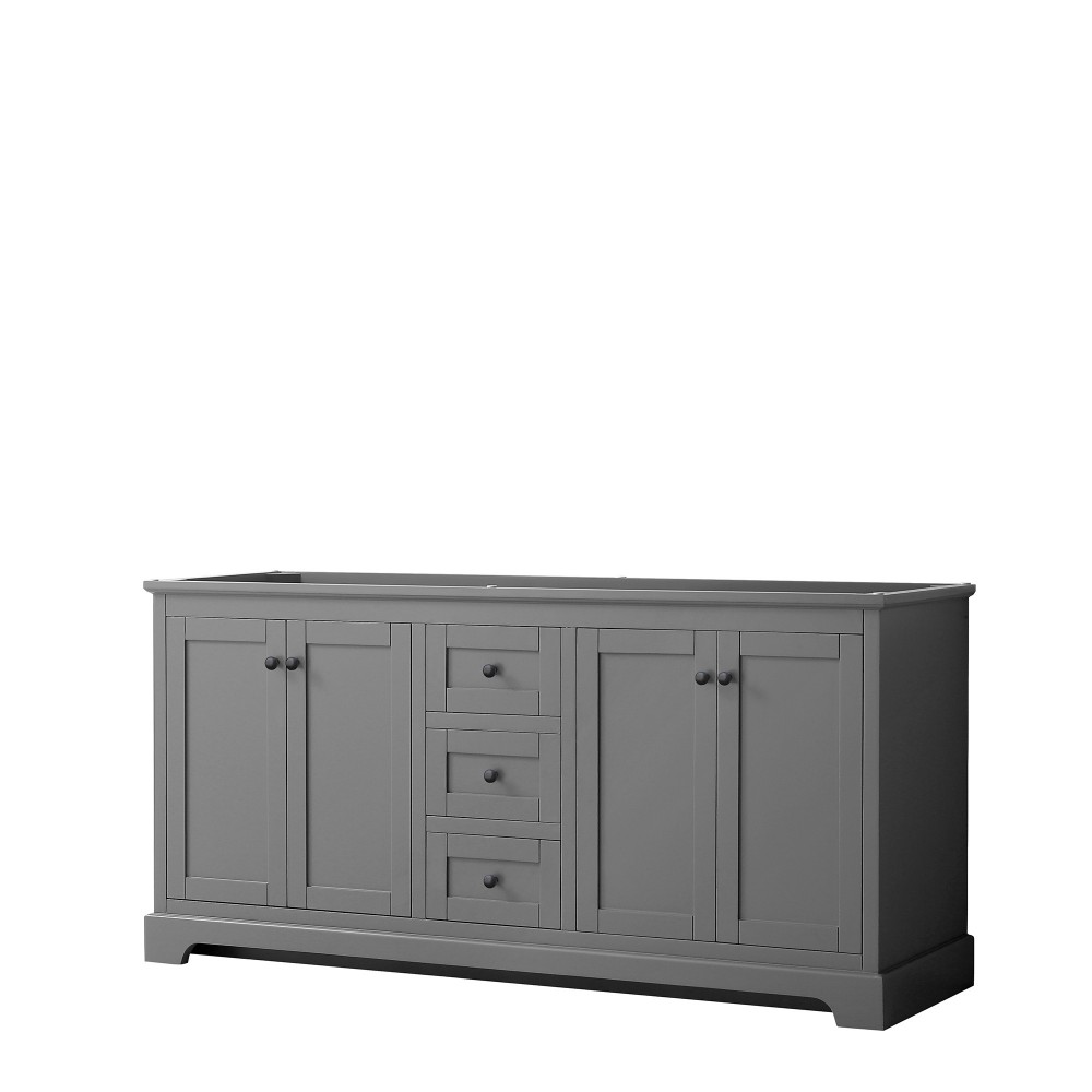 Avery 72" Double Vanity in Dark Gray, No Top, No Sinks, Matte Black Trim