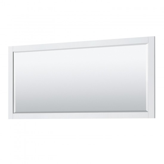 Avery 72" Double Vanity in White, No Top, No Sinks, Matte Black Trim, 70" Mirror