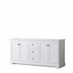 Avery 72" Double Vanity in White, No Top, No Sinks, Matte Black Trim