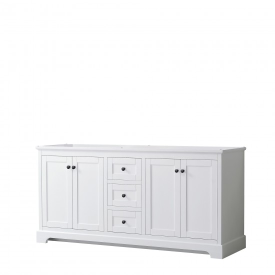 Avery 72" Double Vanity in White, No Top, No Sinks, Matte Black Trim