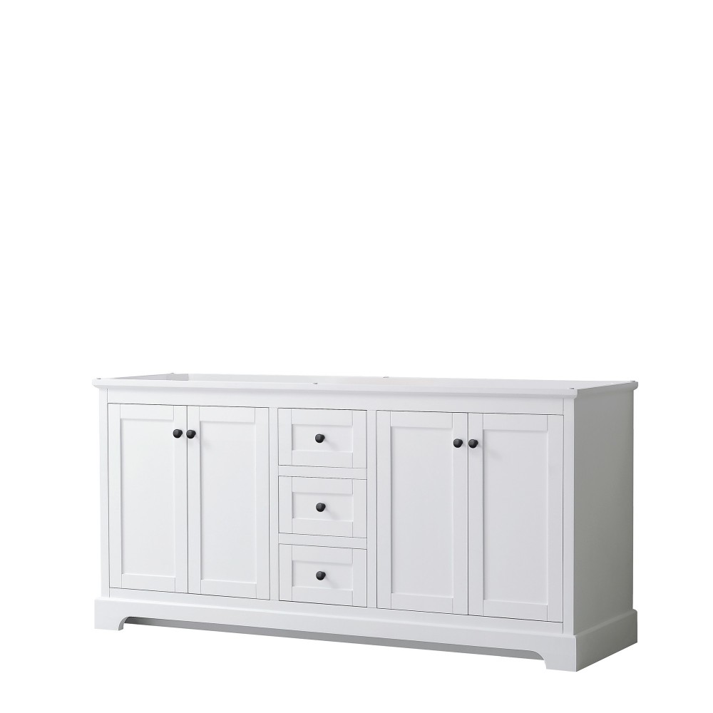 Avery 72" Double Vanity in White, No Top, No Sinks, Matte Black Trim Avery 72" Double Vanity in White, No Top, No Sinks, Matte Black Trim