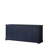 Avery 80" Double Vanity in Dark Blue, No Top, No Sinks, Matte Black Trim