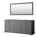 Avery 80" Double Vanity in Dark Gray, No Top, Matte Black Trim, 70" Mirror