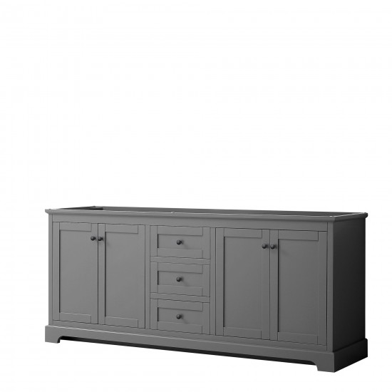 Avery 80" Double Vanity in Dark Gray, No Top, No Sinks, Matte Black Trim