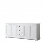 Avery 80" Double Vanity in White, No Top, No Sinks, Matte Black Trim