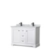 Avery 48" Double Vanity in White, Top, Square Sinks, Matte Black Trim
