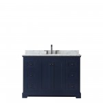 Avery 48" Single Vanity in Dark Blue, Top, Oval Sink, Matte Black Trim