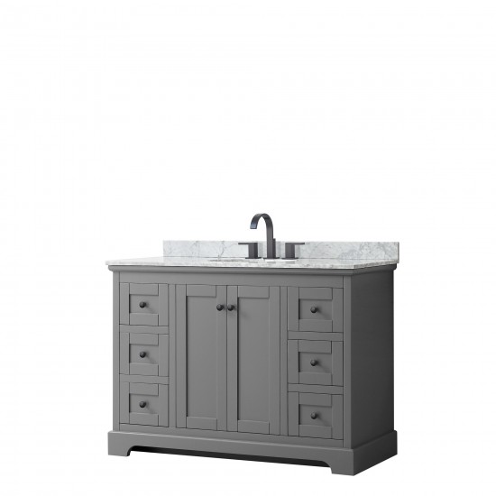 Avery 48" Single Vanity in Dark Gray, Top, Oval Sink, Matte Black Trim