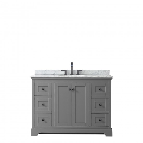 Avery 48" Single Vanity in Dark Gray, Top, Oval Sink, Matte Black Trim