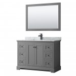 Avery 48" Single Vanity in Dark Gray, Top, Square Matte Black Trim, 46" Mirror