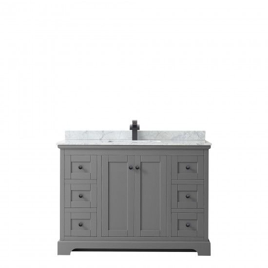 Avery 48" Single Vanity in Dark Gray, Top, Square Sink, Matte Black Trim