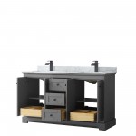 Avery 60" Double Vanity in Dark Gray, Top, Square Sinks, Matte Black Trim