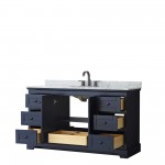 Avery 60" Single Vanity in Dark Blue, Top, Oval Sink, Matte Black Trim