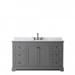 Avery 60" Single Vanity in Dark Gray, Top, Oval Sink, Matte Black Trim