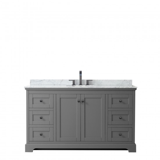 Avery 60" Single Vanity in Dark Gray, Top, Oval Sink, Matte Black Trim