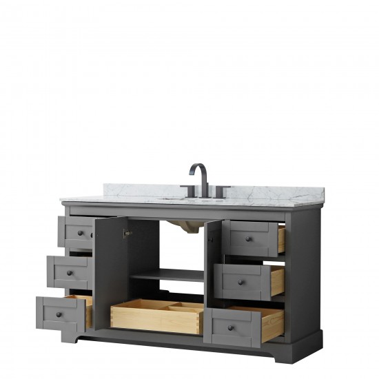 Avery 60" Single Vanity in Dark Gray, Top, Oval Sink, Matte Black Trim