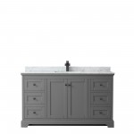 Avery 60" Single Vanity in Dark Gray, Top, Square Sink, Matte Black Trim