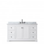 Avery 60" Single Vanity in White, Top, Oval Sink, Matte Black Trim