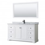 Avery 60" Single Vanity in White, Top, Square Sink, Matte Black Trim, 58" Mirror