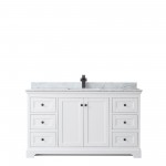 Avery 60" Single Vanity in White, Top, Square Sink, Matte Black Trim