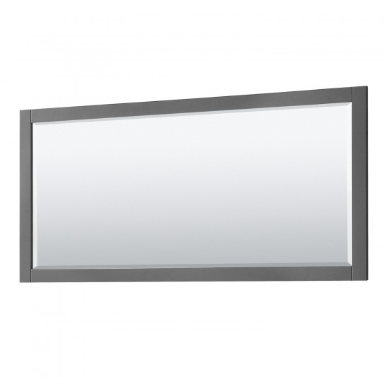 Avery 72" Double Vanity in Dark Gray, Top, Oval Matte Black Trim, 70" Mirror