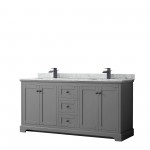 Avery 72" Double Vanity in Dark Gray, Top, Square Sinks, Matte Black Trim