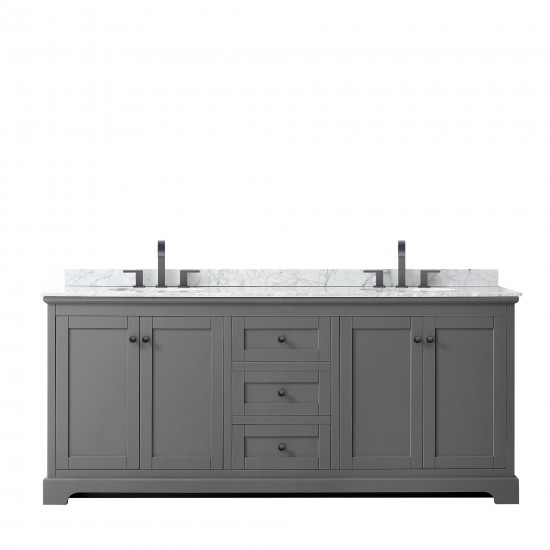 Avery 80" Double Vanity in Dark Gray, Top, Oval Sinks, Matte Black Trim