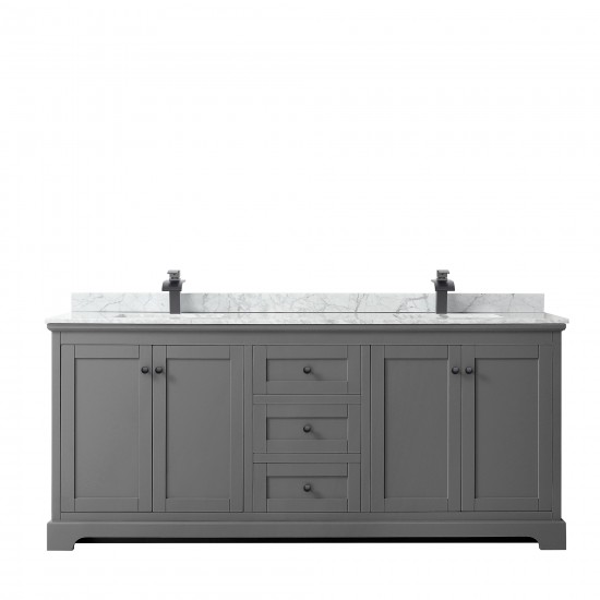 Avery 80" Double Vanity in Dark Gray, Top, Square Sinks, Matte Black Trim