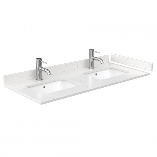 Avery 48" Double Vanity in White, Carrara Cultured Marble Top, Black Trim