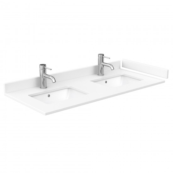 Avery 48" Double Vanity in White, White Marble Top, Black Trim, 46" Mirror