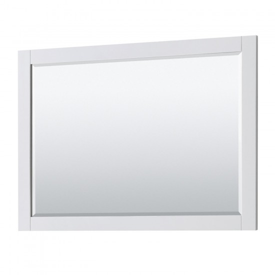 Avery 48" Double Vanity in White, White Marble Top, Black Trim, 46" Mirror