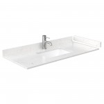 Avery 48" Single Vanity in White, Carrara Marble Top, Black Trim, 46" Mirror