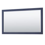 Avery 60" Double Vanity in Dark Blue, Carrara Marble Top, Black Trim, 58" Mirror