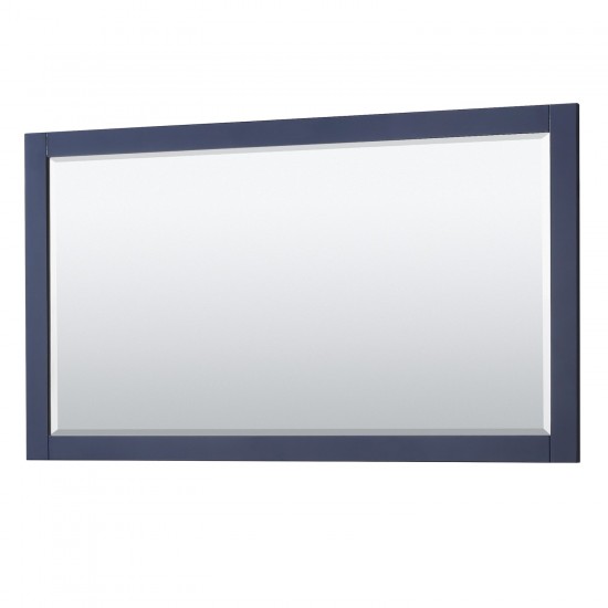Avery 60" Double Vanity in Dark Blue, Carrara Marble Top, Black Trim, 58" Mirror
