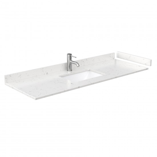 Avery 60" Single Vanity in Dark Gray, Carrara Marble Top, Black Trim, 58" Mirror