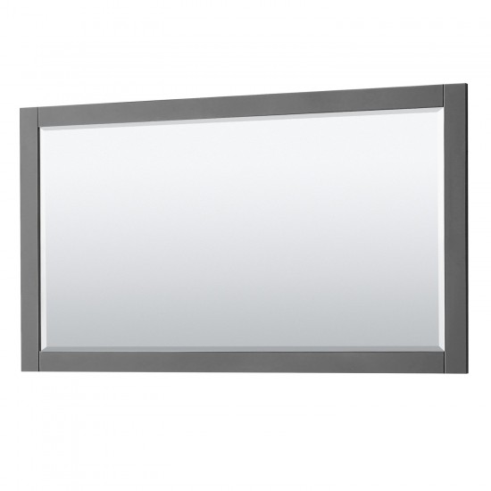 Avery 60" Single Vanity in Dark Gray, White Marble Top, Black Trim, 58" Mirror