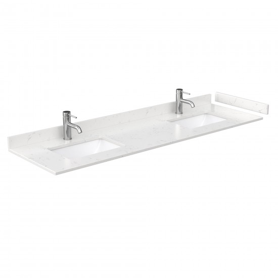 Avery 72" Double Vanity in White, Carrara Cultured Marble Top, Black Trim