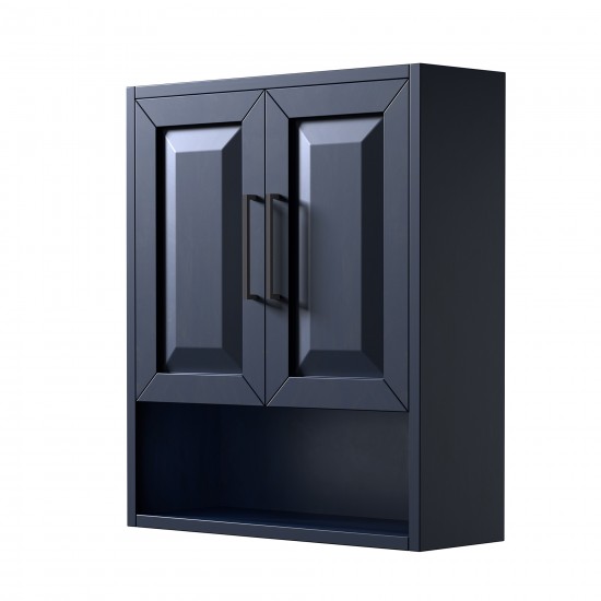 Daria Over-the-Toilet Bathroom Wall-Mounted Storage Cabinet in Blue, Black Trim