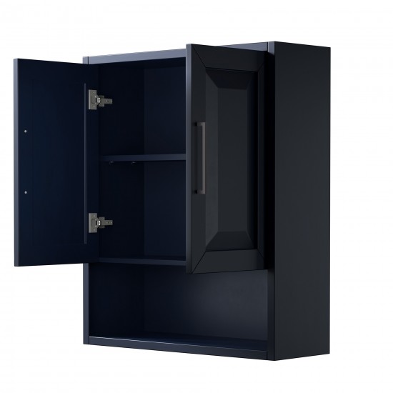 Daria Over-the-Toilet Bathroom Wall-Mounted Storage Cabinet in Blue, Black Trim