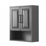 Daria Over-the-Toilet Bathroom Wall-Mounted Storage Cabinet in Gray, Black Trim