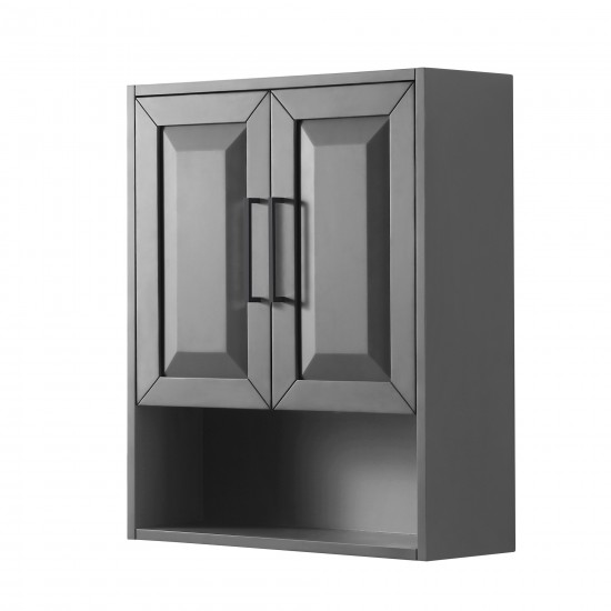 Daria Over-the-Toilet Bathroom Wall-Mounted Storage Cabinet in Gray, Black Trim