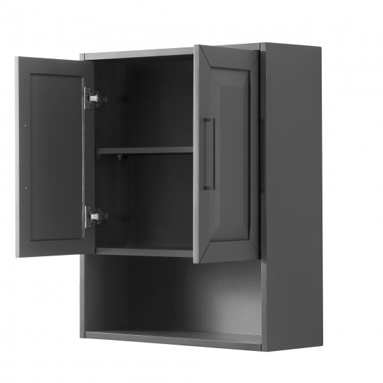 Daria Over-the-Toilet Bathroom Wall-Mounted Storage Cabinet in Gray, Black Trim