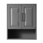 Daria Over-the-Toilet Bathroom Wall-Mounted Storage Cabinet in Gray, Black Trim