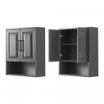 Daria Over-the-Toilet Bathroom Wall-Mounted Storage Cabinet in Gray, Black Trim