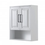 Daria Over-the-Toilet Bathroom Wall-Mounted Storage Cabinet in White, Black Trim