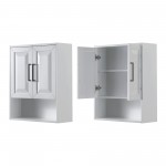 Daria Over-the-Toilet Bathroom Wall-Mounted Storage Cabinet in White, Black Trim