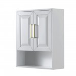 Daria Over-the-Toilet Wall-Mounted Storage Cabinet in White, Brushed Gold Trim